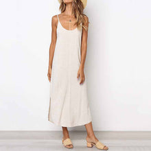 Load image into Gallery viewer, Spring Summer Womens V-neck Pure Color Sling Simple Long Beachwear Dress Simple